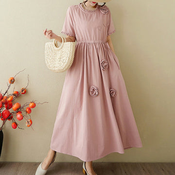 Tactile Cotton Linen Relaxed Grounding Midi Dress