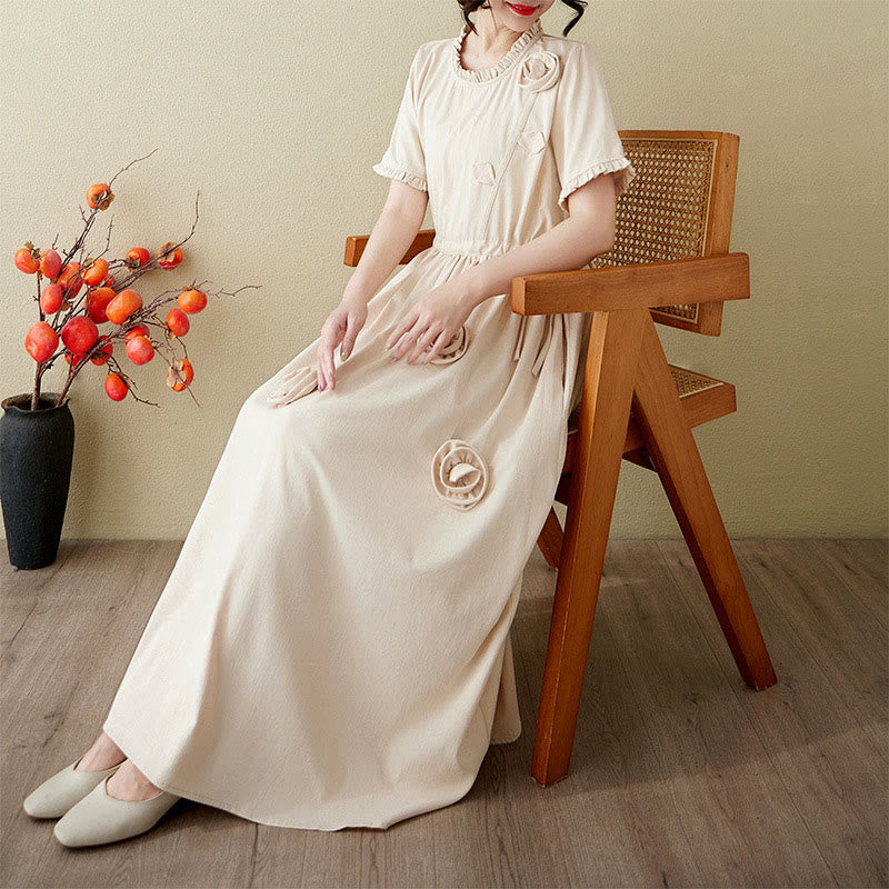 Tactile Cotton Linen Relaxed Grounding Midi Dress