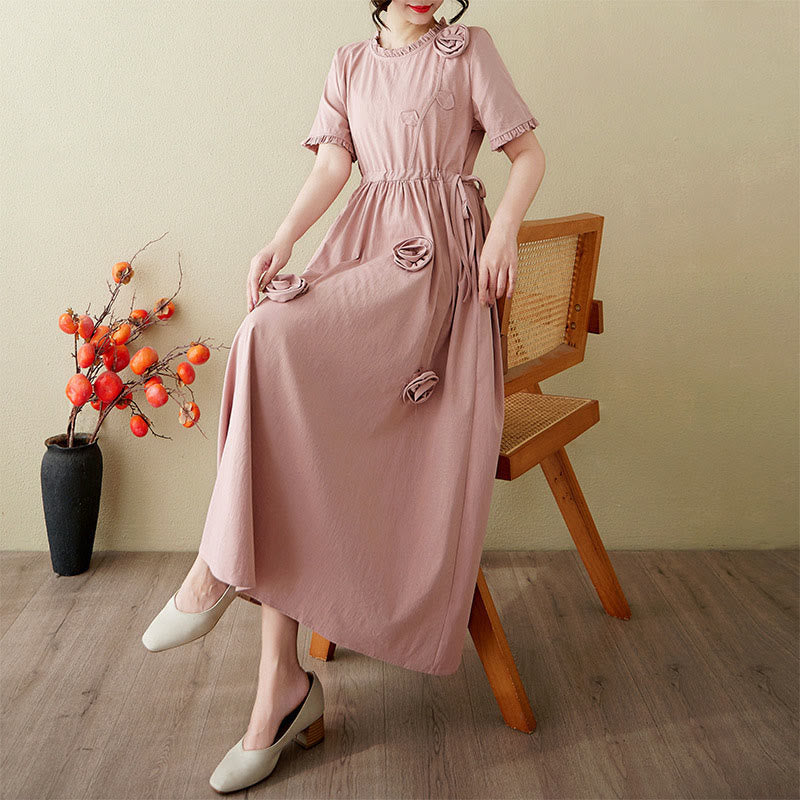 Tactile Cotton Linen Relaxed Grounding Midi Dress