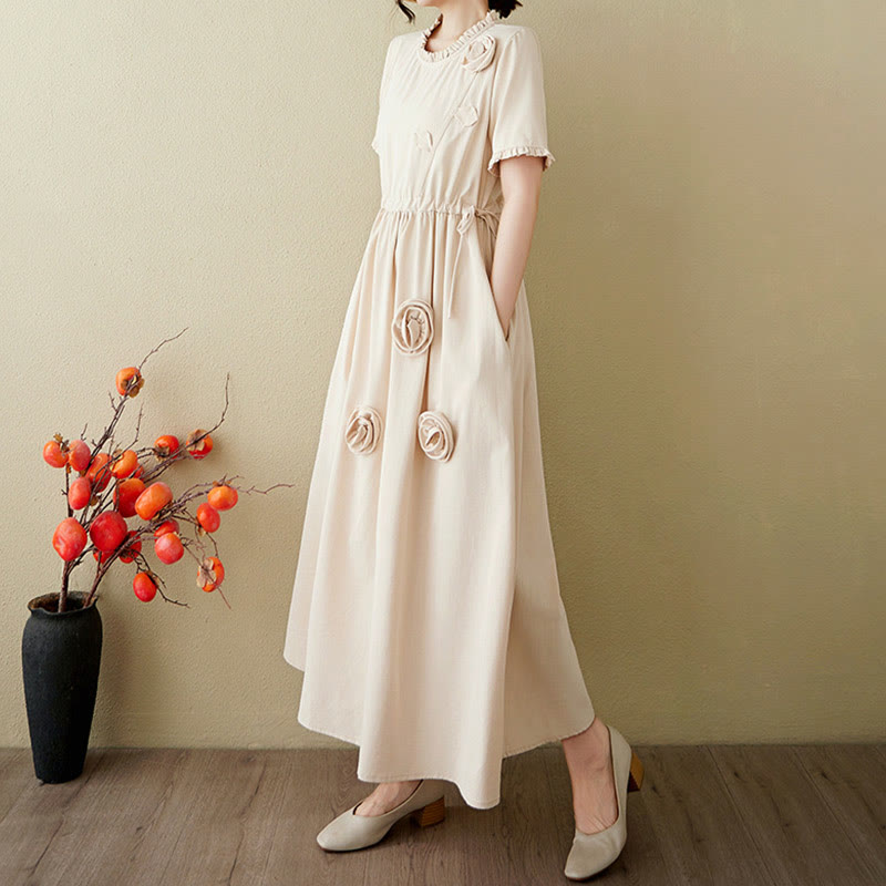 Tactile Cotton Linen Relaxed Grounding Midi Dress