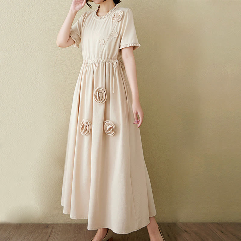 Tactile Cotton Linen Relaxed Grounding Midi Dress