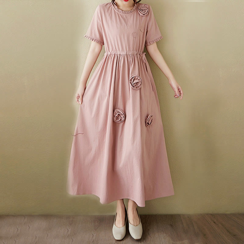 Tactile Cotton Linen Relaxed Grounding Midi Dress