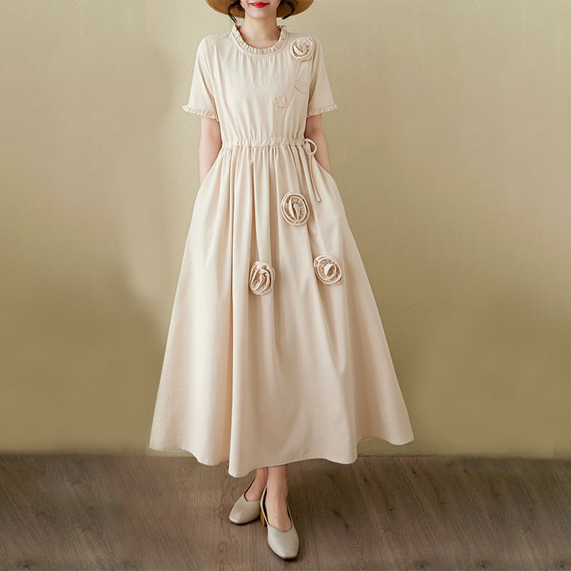 Tactile Cotton Linen Relaxed Grounding Midi Dress