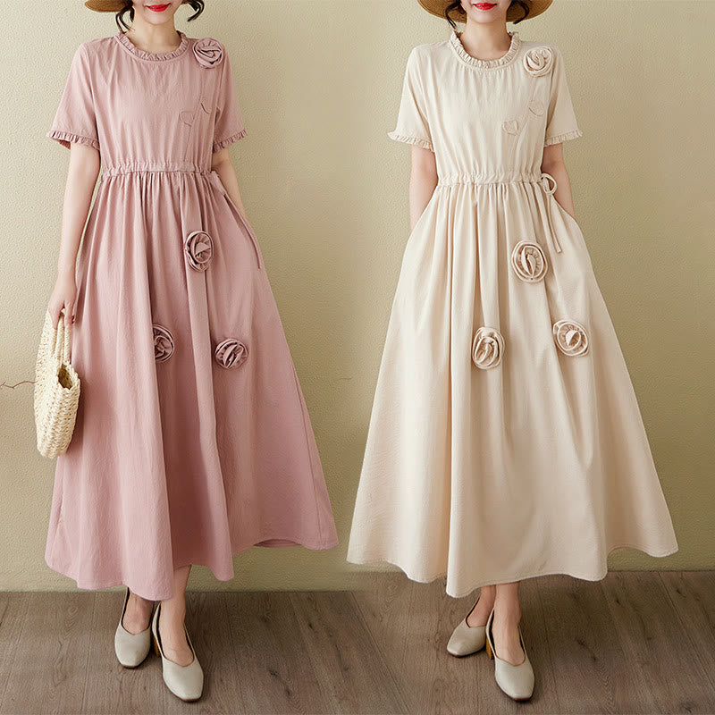 Tactile Cotton Linen Relaxed Grounding Midi Dress