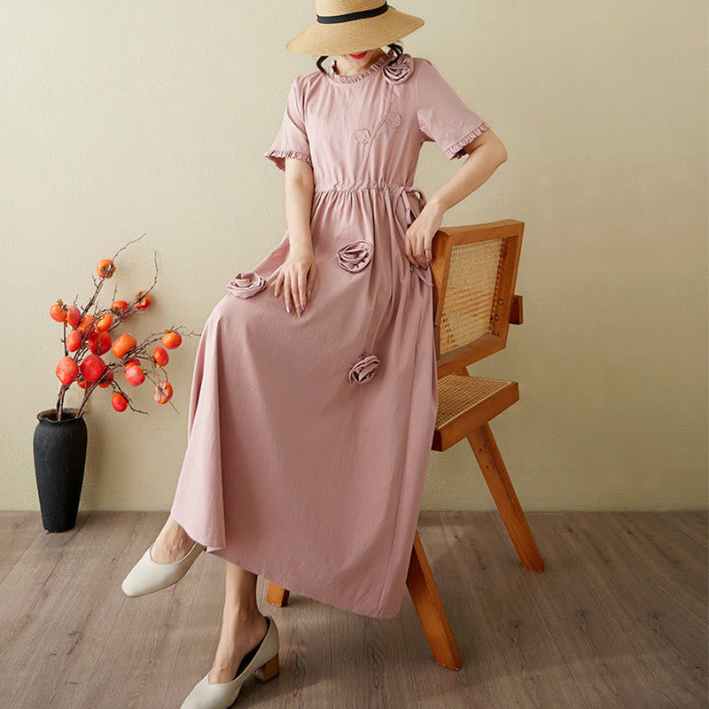 Tactile Cotton Linen Relaxed Grounding Midi Dress