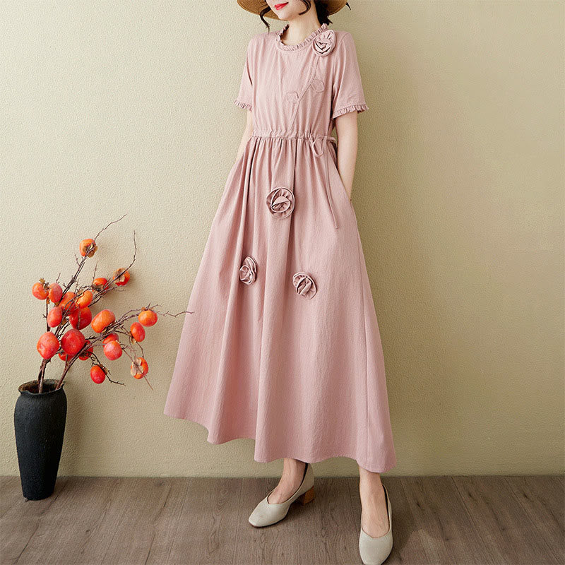 Tactile Cotton Linen Relaxed Grounding Midi Dress