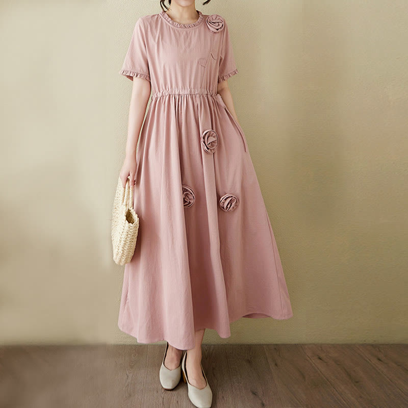 Tactile Cotton Linen Relaxed Grounding Midi Dress