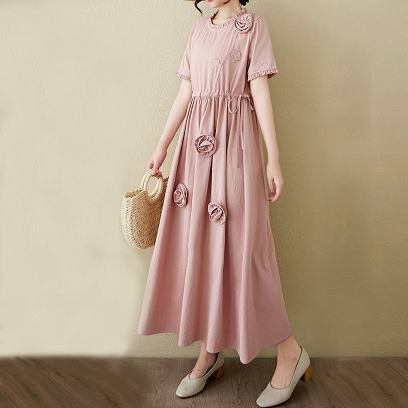 Tactile Cotton Linen Relaxed Grounding Midi Dress