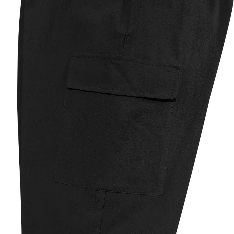 Solid Color Linen Drawstring Men's Cargo Pants With Pockets
