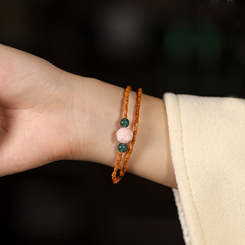 Ultra-fine Olive Pit Lotus Inner Strength Double Circle Bracelet