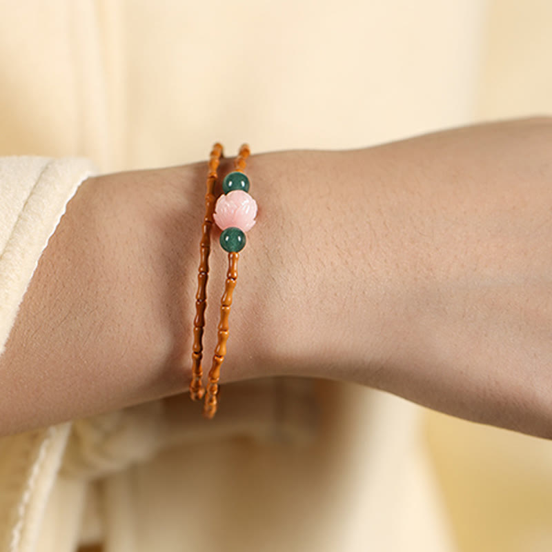 Ultra-fine Olive Pit Lotus Inner Strength Double Circle Bracelet