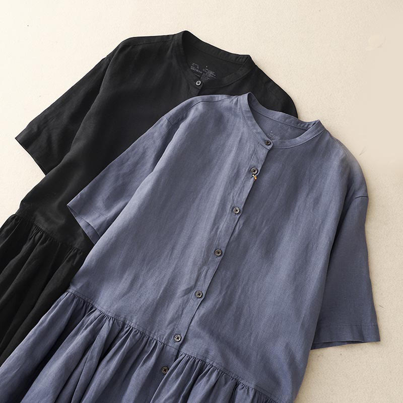Cotton Linen Minimalist Daily Grounding Midi Dress