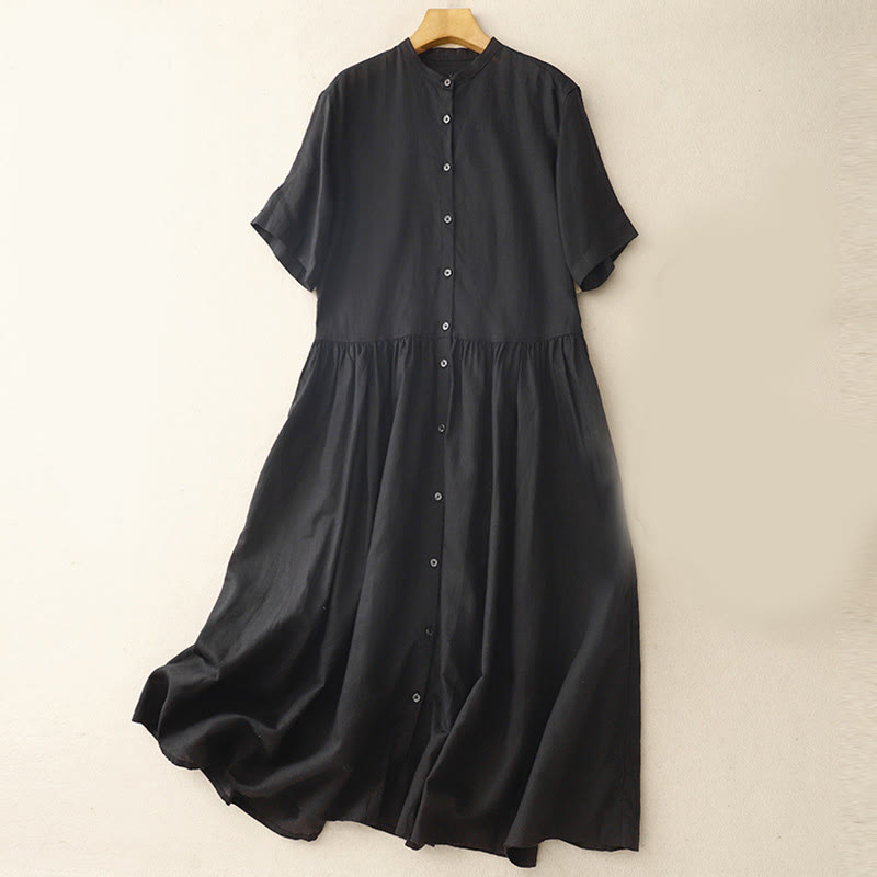 Cotton Linen Minimalist Daily Grounding Midi Dress