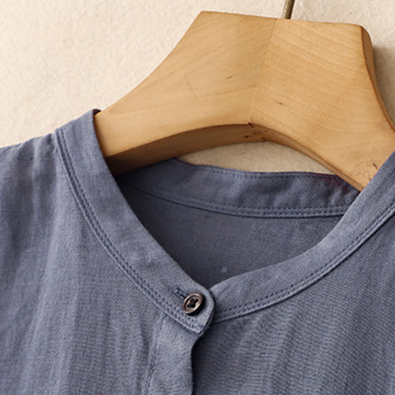 Cotton Linen Minimalist Daily Grounding Midi Dress