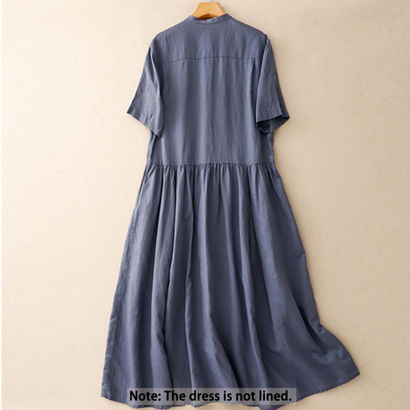 Cotton Linen Minimalist Daily Grounding Midi Dress