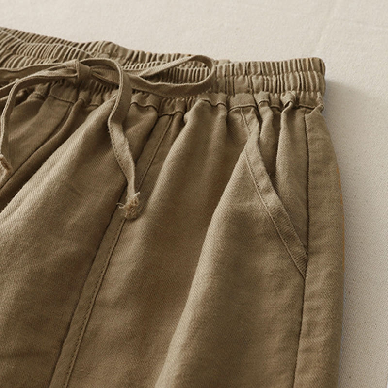 Casual Plain Solid Color Patchwork Women's Polyester 7-8 Length Wide Leg Pants With Pockets