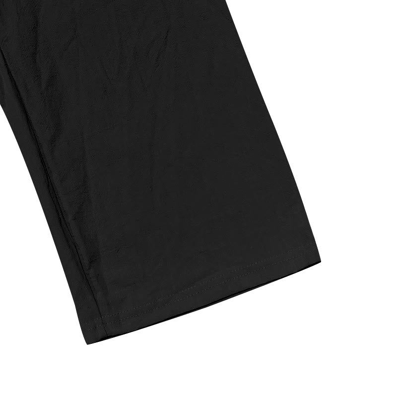 Solid Color Buttons Drawstring Men's Cotton Pants With Pockets