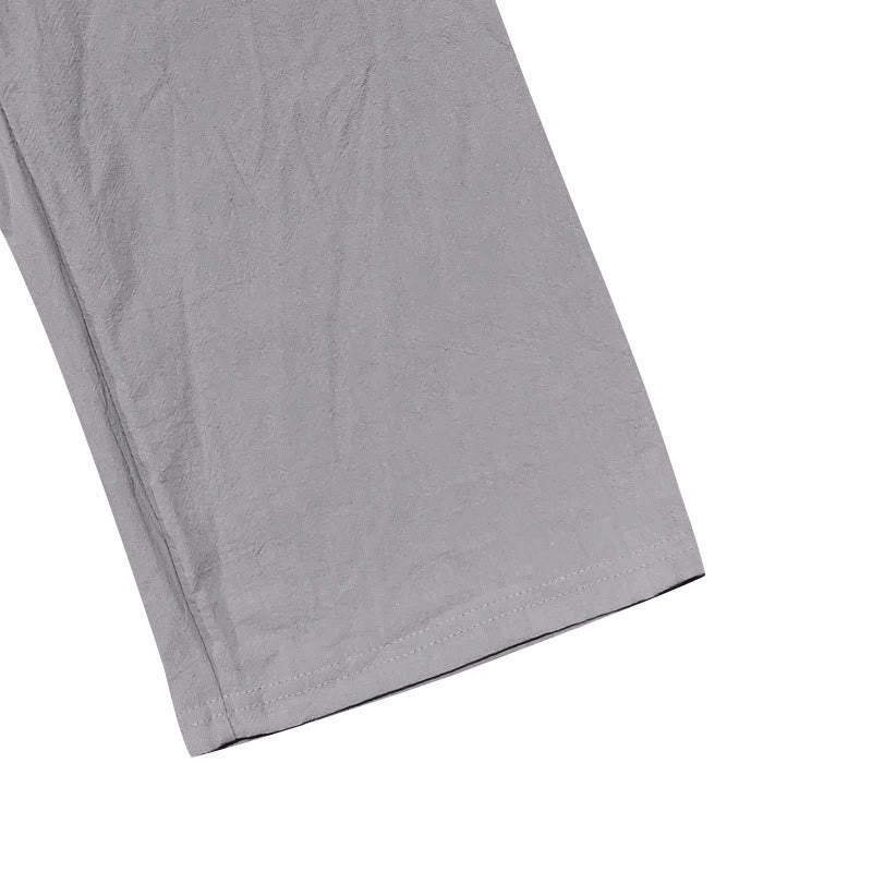 Solid Color Buttons Drawstring Men's Cotton Pants With Pockets