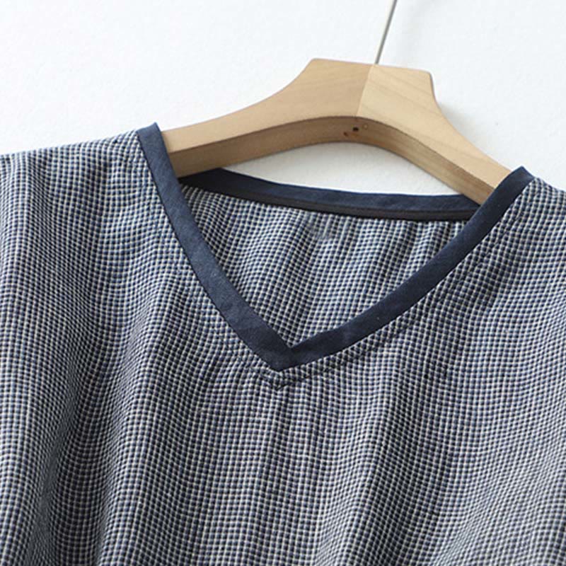 Midnight Blue Cotton Linen Lace-Up Grounding Midi Dress