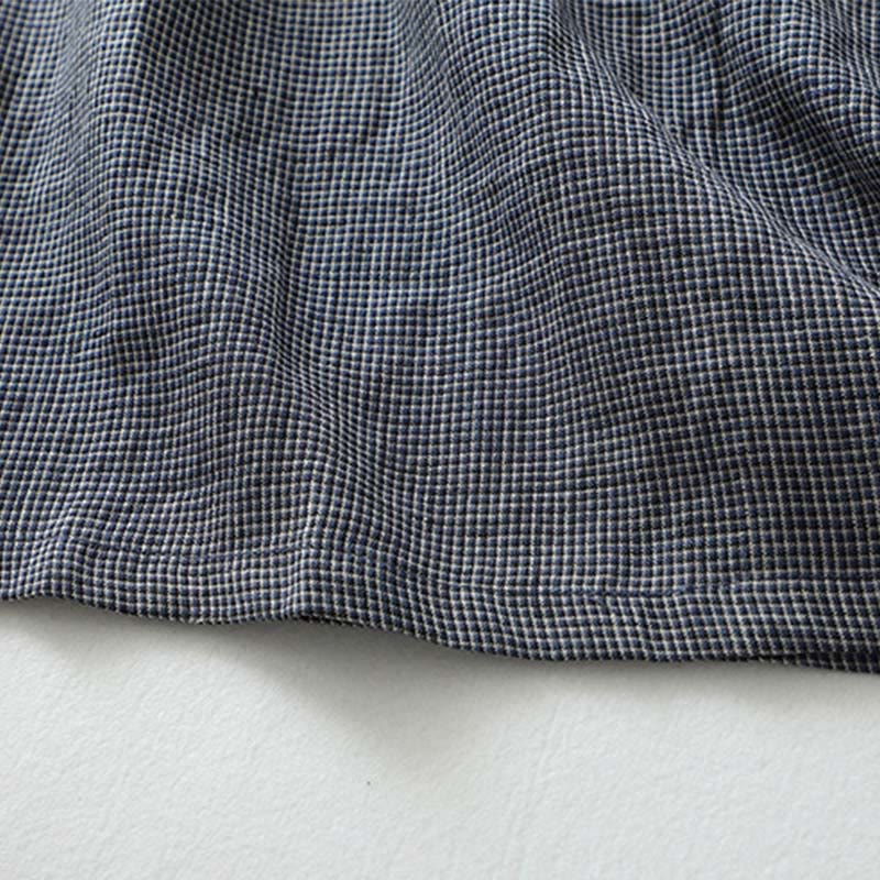 Midnight Blue Cotton Linen Lace-Up Grounding Midi Dress