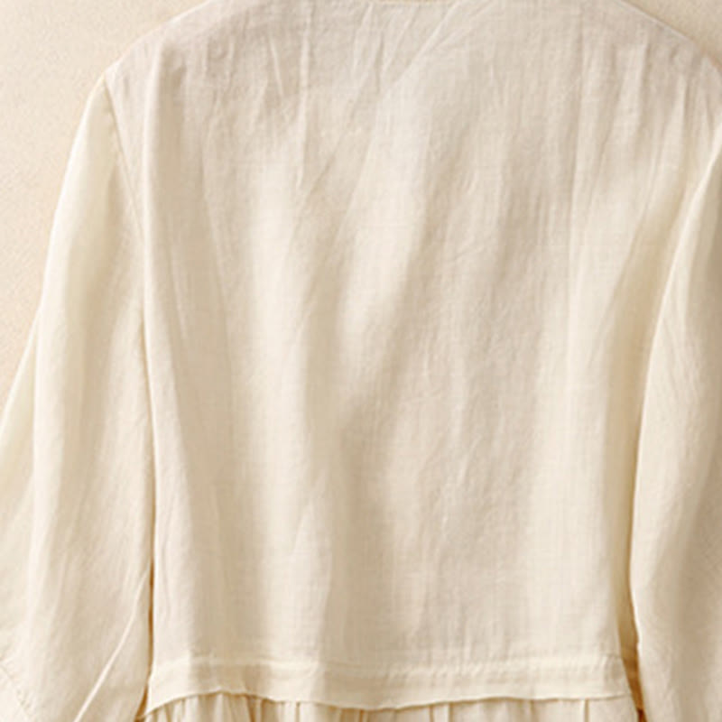 Breathable Cotton V-Neck Three-Quarter Sleeve Meditation Shirt