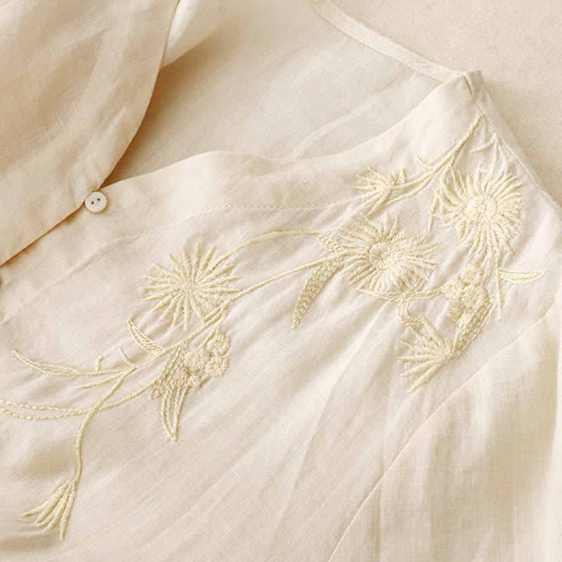 Breathable Cotton V-Neck Three-Quarter Sleeve Meditation Shirt