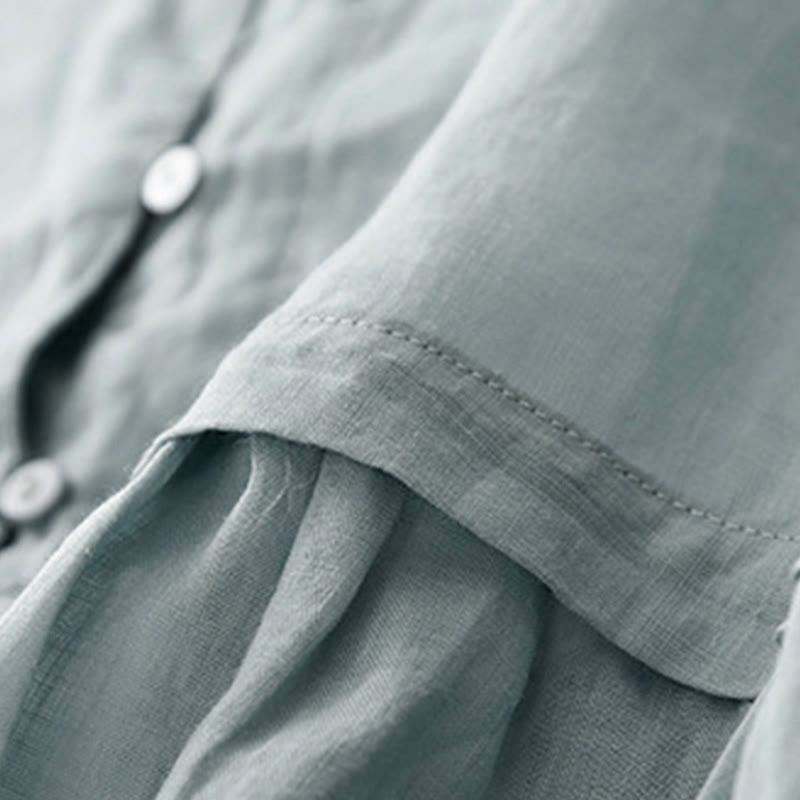 Breathable Cotton V-Neck Three-Quarter Sleeve Meditation Shirt