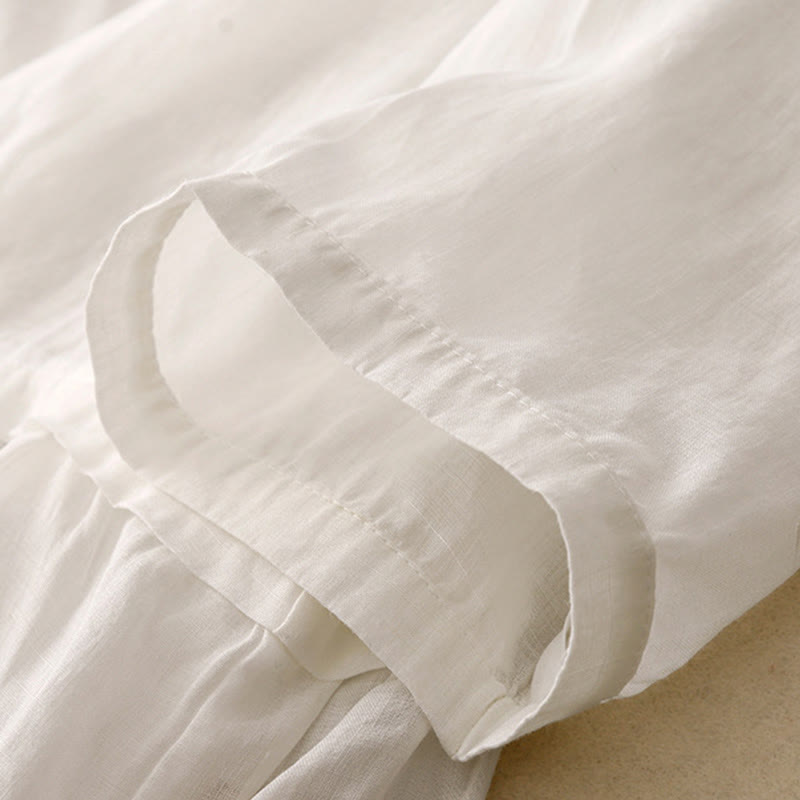 Breathable Cotton V-Neck Three-Quarter Sleeve Meditation Shirt