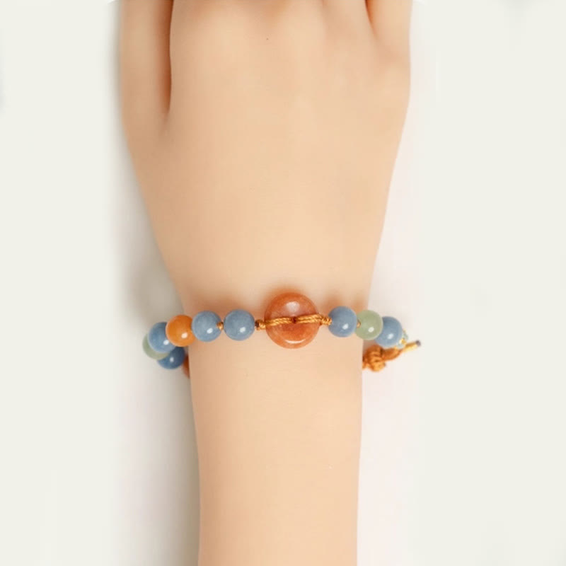 Adjustable Aventurine Ping An Kou Peace Buckle Bracelet