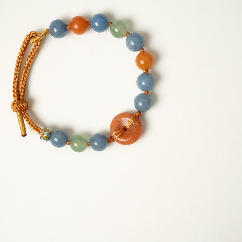 Adjustable Aventurine Ping An Kou Peace Buckle Bracelet