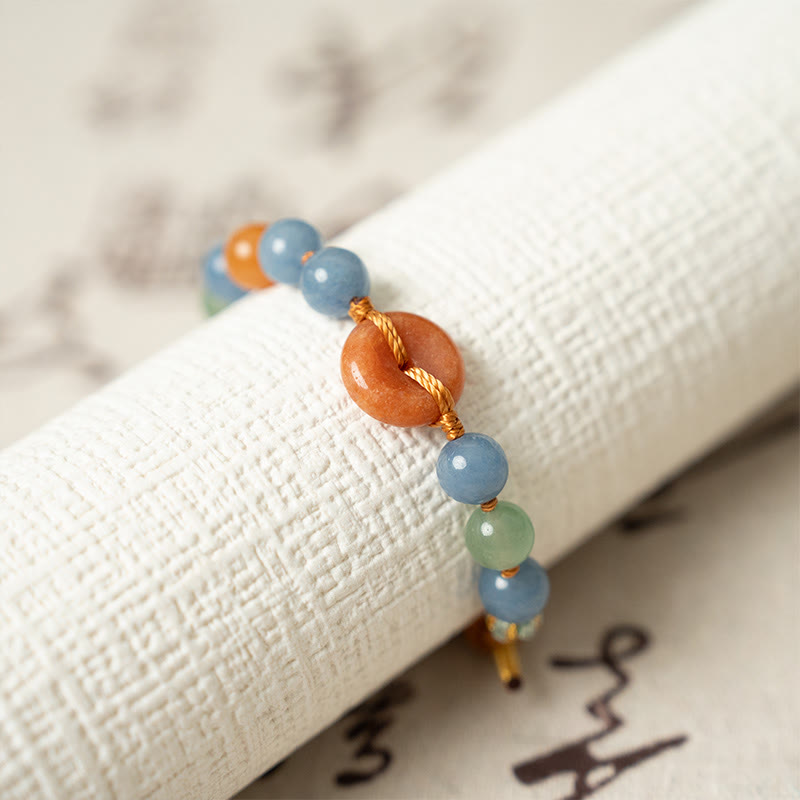 Adjustable Aventurine Ping An Kou Peace Buckle Bracelet