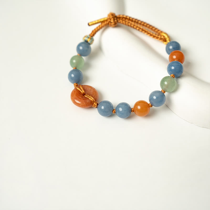 Adjustable Aventurine Ping An Kou Peace Buckle Bracelet