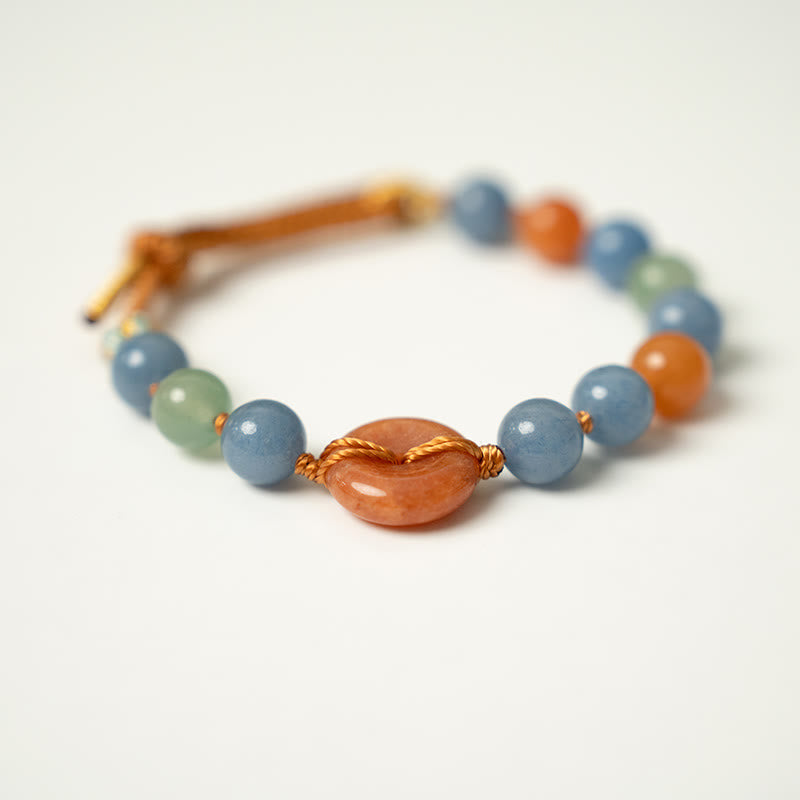Adjustable Aventurine Ping An Kou Peace Buckle Bracelet