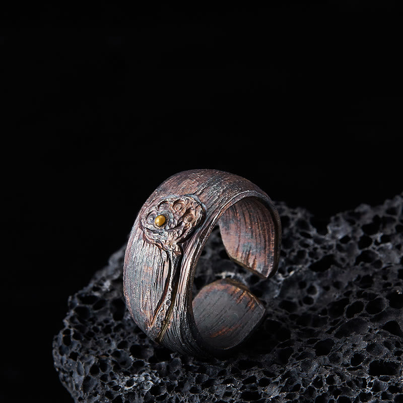 999 Sterling Silver, Brass & Copper Lotus Balance Ring
