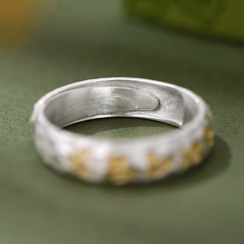 Om Mani Padme Hum Hammer Pattern Sterling Silver Ring