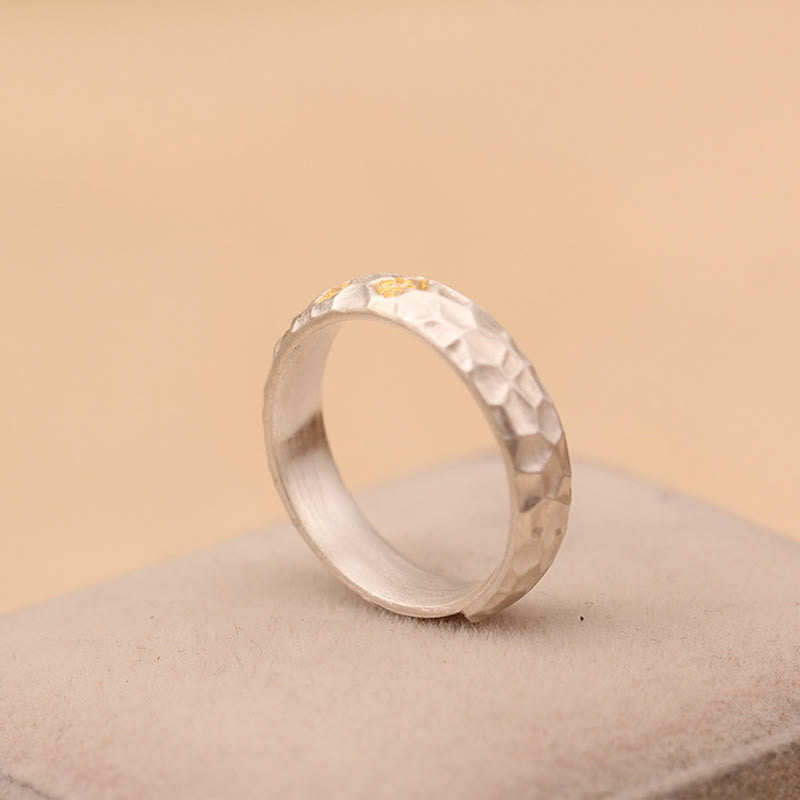 Om Mani Padme Hum Hammer Pattern Sterling Silver Ring