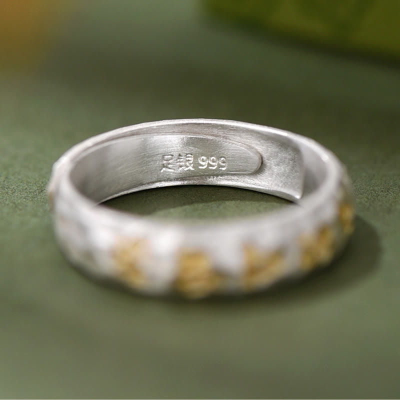 Hammered 999 Sterling Silver Om Mani Padme Hum Balance Ring