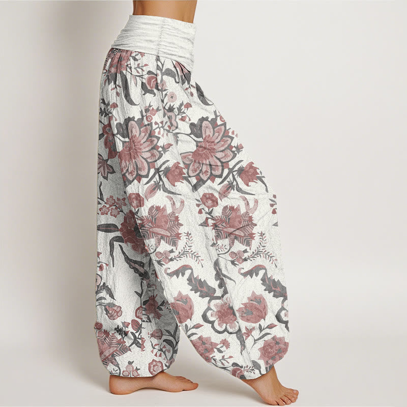 Pure Cotton Sunflower Pattern Women's Elastic Waist Harem Pants
