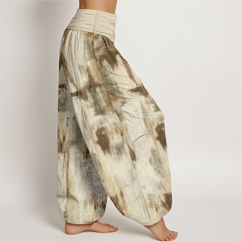Pure Cotton Tie Dye Pattern Design Women's Elastic Waist Harem Pants