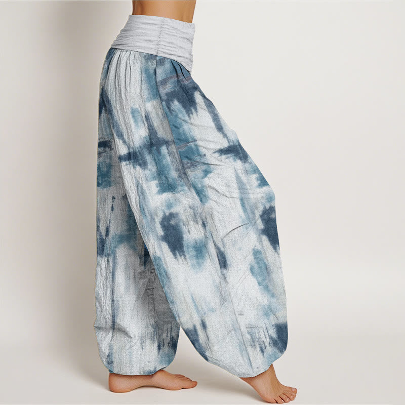 Pure Cotton Tie Dye Pattern Design Women's Elastic Waist Harem Pants