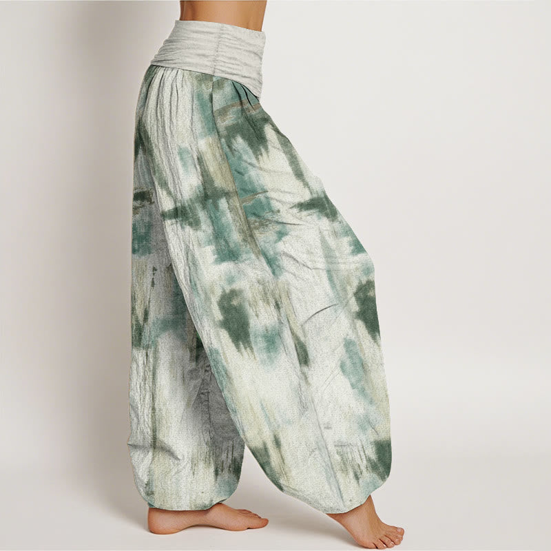 Pure Cotton Tie Dye Pattern Design Women's Elastic Waist Harem Pants