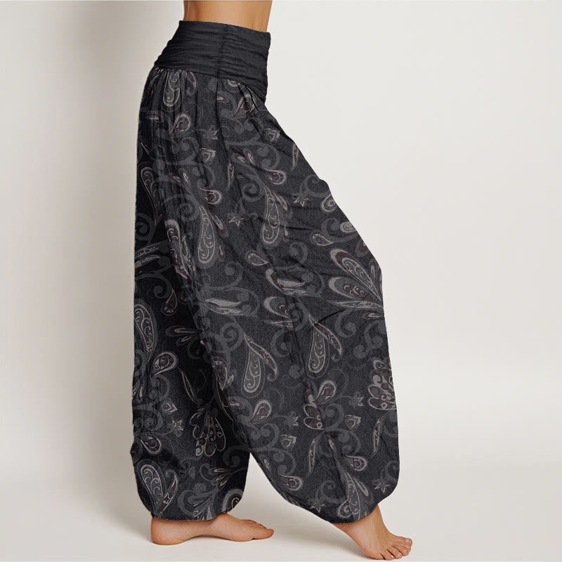 Pure Cotton Casual Flower Petals Design Women's Elastic Waist Harem Pants
