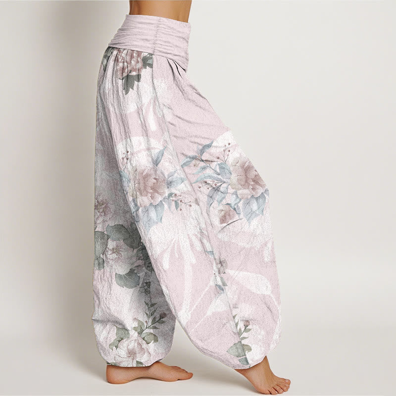 Breathable Cotton Botanical Print Meditative Harem Pants