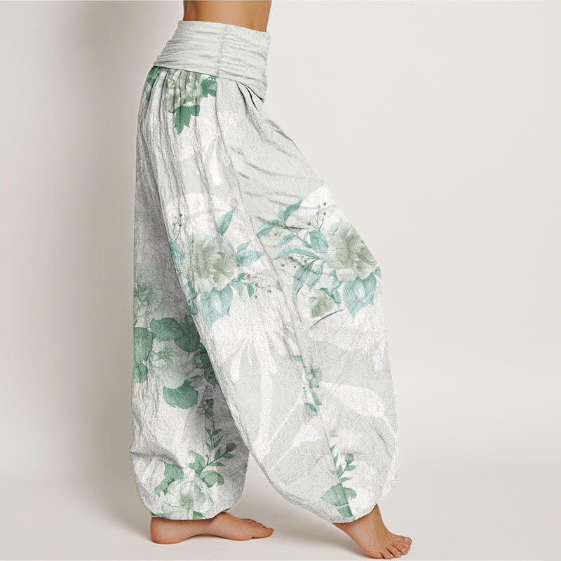 Breathable Cotton Botanical Print Meditative Harem Pants