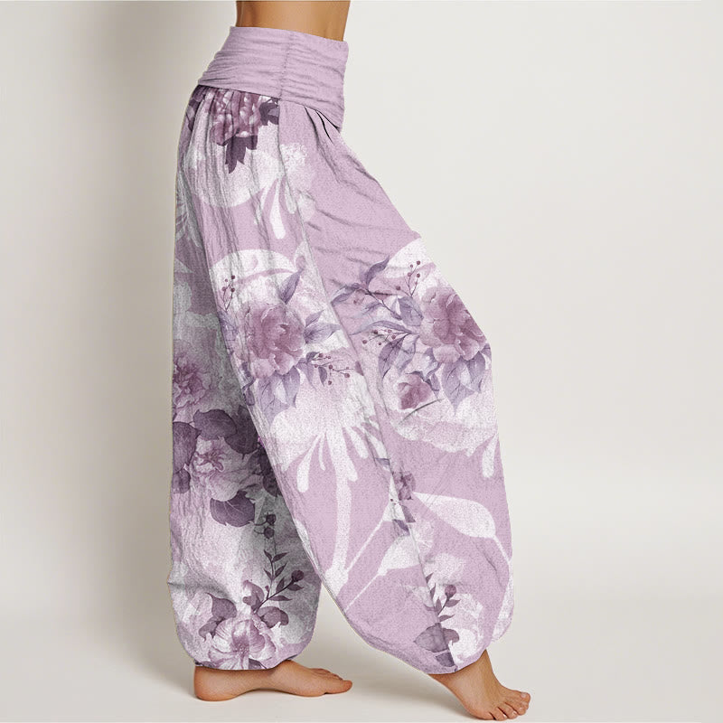 Breathable Cotton Botanical Print Meditative Harem Pants