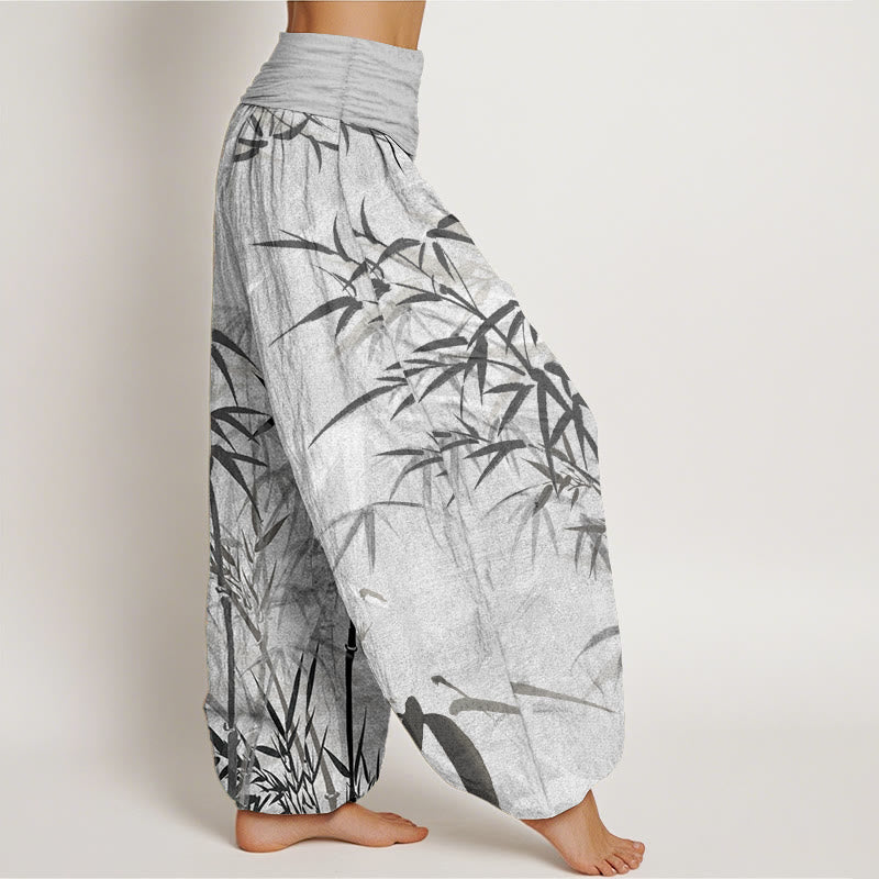 Tactile Cotton Bamboo Print Flowing Meditation Harem Pants