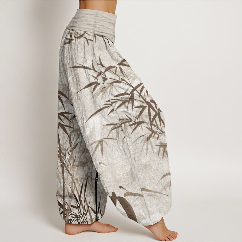 Tactile Cotton Bamboo Print Flowing Meditation Harem Pants