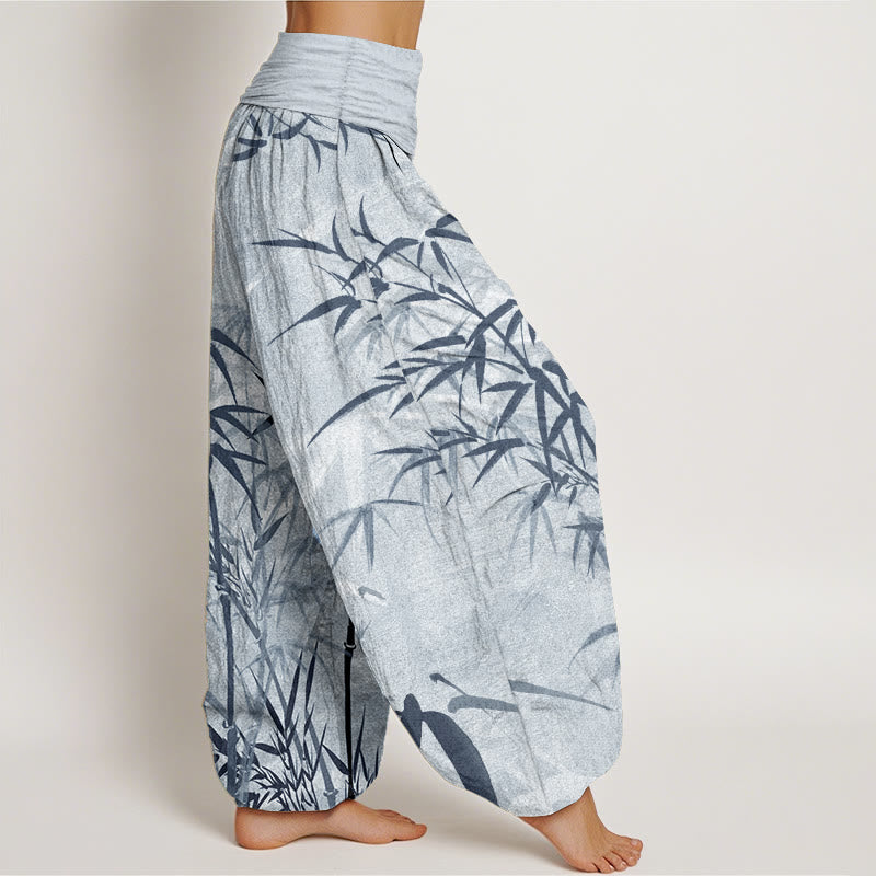 Tactile Cotton Bamboo Print Flowing Meditation Harem Pants