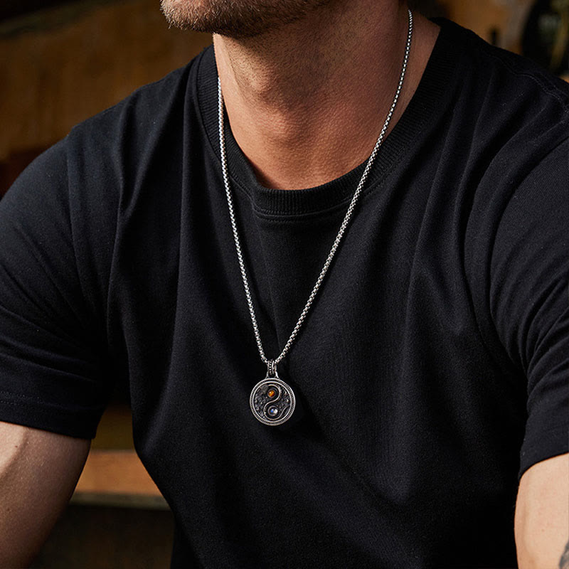 Snake Yin Yang Symbol Copper Wealth Necklace Pendant