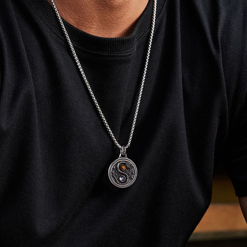 Snake Yin Yang Symbol Copper Wealth Necklace Pendant